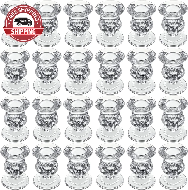 Glass Taper Candle Holders for Candlesticks 2.5 Inches High Modern Ritual Clear