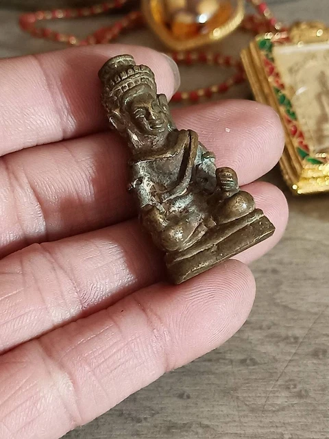 antique khmer Thai buddha old brass miniatured statue collectible worship
