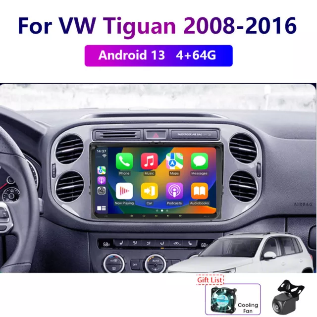 Wireless Carplay 4-64GB Android13 For VW Tiguan 2008-16 Car Stereo Radio GPS BT