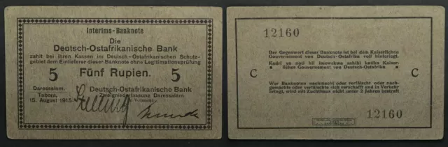 Kolonien Afrika / DOA 5 Rupien Interims-Banknote 15. August 1915 5 66366