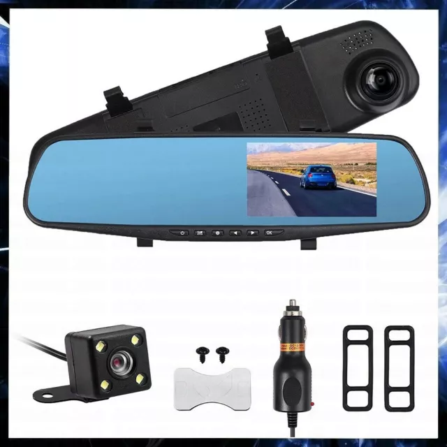 Videocamera Per Auto Specchietto Retrovisore Monitor Dash Cam + Telecamera Dvr