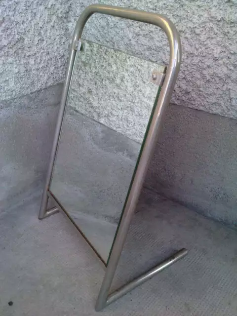 miroir de table moderniste tube chrome / nickelé art deco ( sognot ? ) mirror