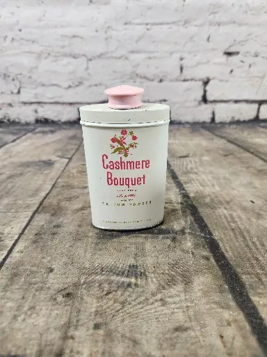 Vintage Cashmere Bouquet Talcum Powder Tin Colgate Palmolive Bathroom Decor