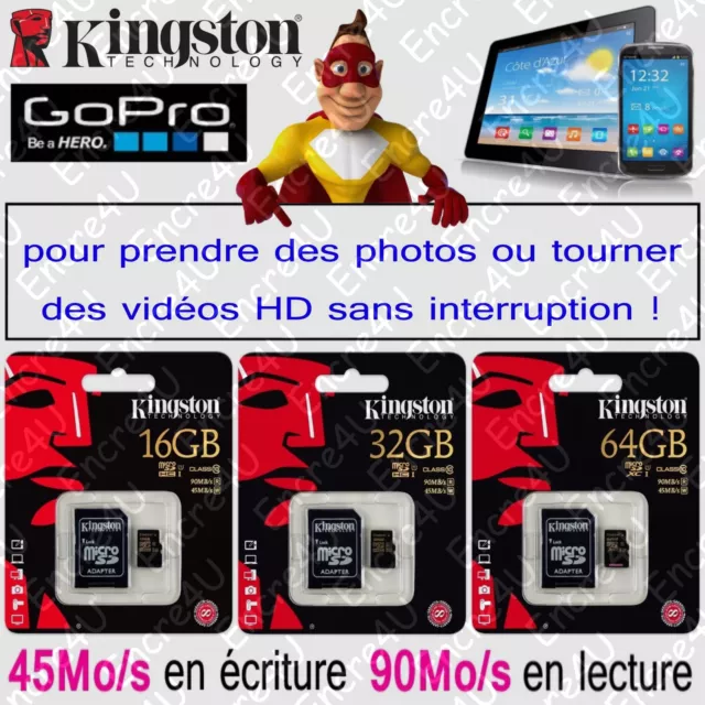 Carte Mémoire Haut Débit 45Mo/s Micro SD SDHC SDXC UHS-I Classe 10 ( Kingston )