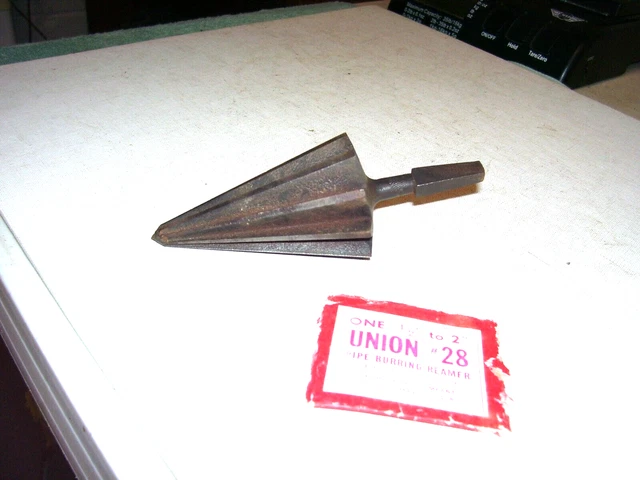 Vintage Union Tool Co. No 28 Pipe Burring Reamer For Bit Brace, 1/2" to 2"