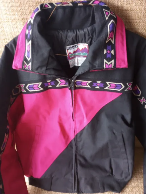 Vtg 90's Walls Mountain Navajo Aztec Knit Print Pink Black Medium Regular