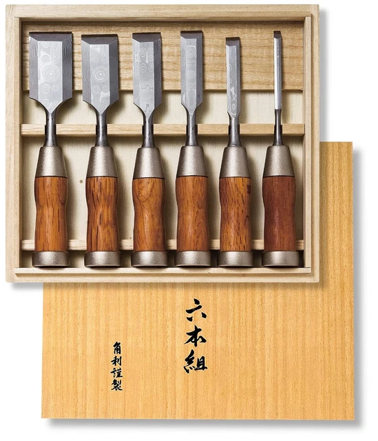 KAKURI Fibra Flujo Madera Cincel 6PC 6 ,12 ,19 ,25 ,32 ,38mm 710838 Hecho En