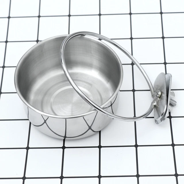 Ciotola Cibo E Acqua Per Uccelli In Acciaio Inox - Regolabile, Per Gabbie Pappagalli