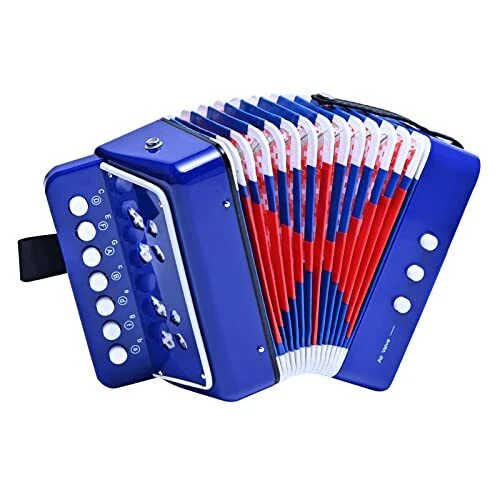 Kids Accordion 10 keys Button,Musical Instrument,Accordions Gift for Child Blue