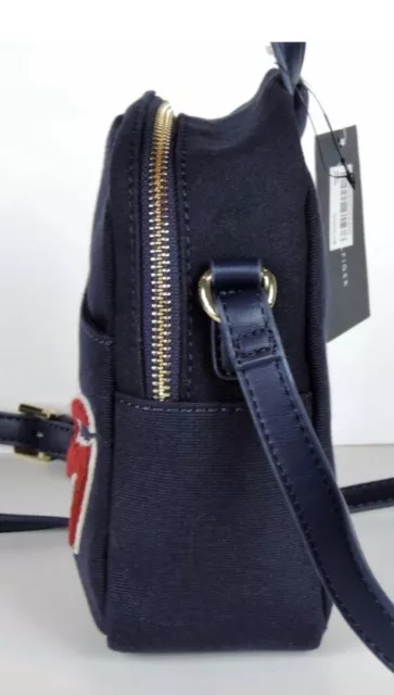 New Tommy Hilfiger Logo Aurora Embellished Canvas Mini Crossbody navy messenger 3