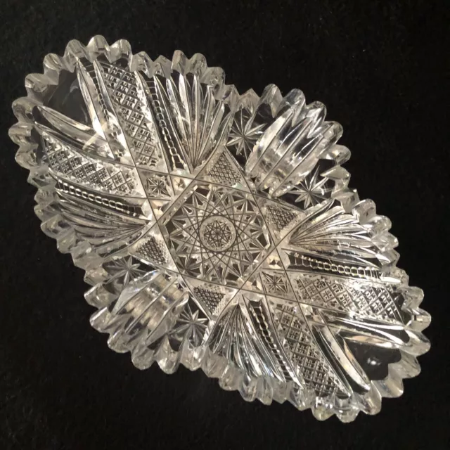 American Brilliant Period Cut Crystal Glass Bowl Dish 7"