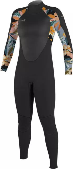 O'Neill Girls Epic 5/4mm Back Zip Full Wetsuit - Black / Demiflor Back zip 10Y