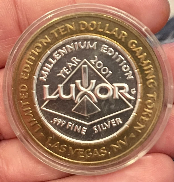 Luxor Limited Millennium Edition Las Vegas $10 Gaming Token 2001 .999 Silver