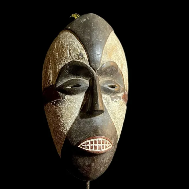 African Mask Nigerian Igbo Wood Carved Spirit Mask Vintage Wall Hanging -9704