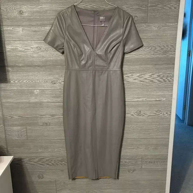 ASOS Grey Faux Leather Midi Dress size 6