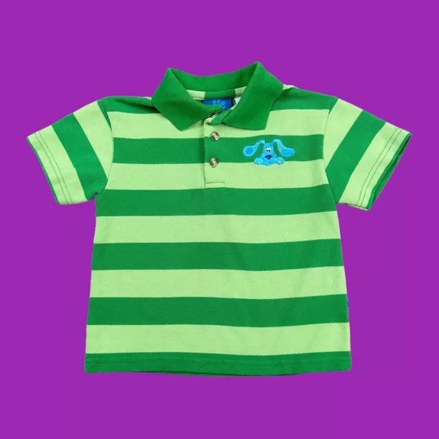 Vintage 2000 Blues Clues Steve Polo Top Size 4 Green y2k Collared Embroidered