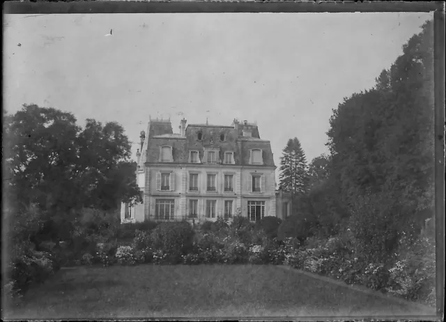 Plaque verre photo ancienne négatif noir et blanc 6x9 cm château vintage France