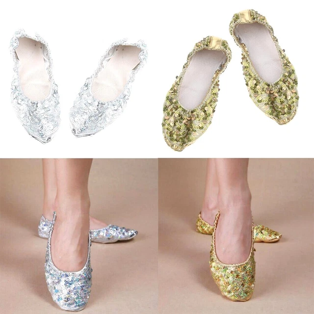 Femme Ventre Danse Chaussures Respirant Anti-dérapant Bas PU Cuir pour Costume