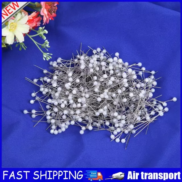 100pcs Round Pearl Head Sewing Needles Stitch Pins Bride Corsage(White) AU