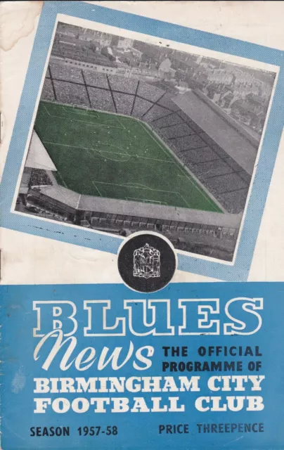 Birmingham City v Barcelona programme, Inter-Cities Fairs Cup Semi October 1957
