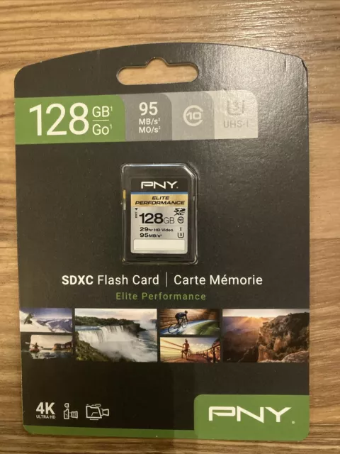 PNY Elite Performance 128 GB High Speed SDXC Class, U3 95 MB/Sec Flash Card