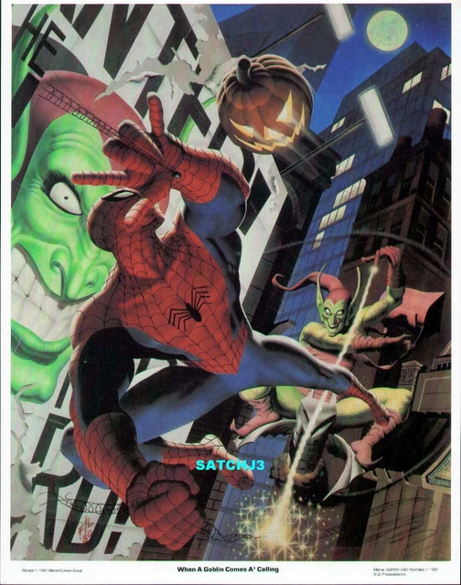 1980S AMAZING SPIDERMAN vs GREEN GOBLIN ORIGINAL POSTER PRINT FASTNER ...