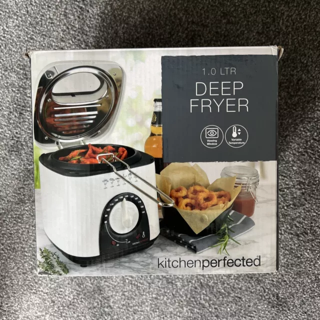 KitchenPerfected 1.0Ltr Compact Deep Fryer - Cream