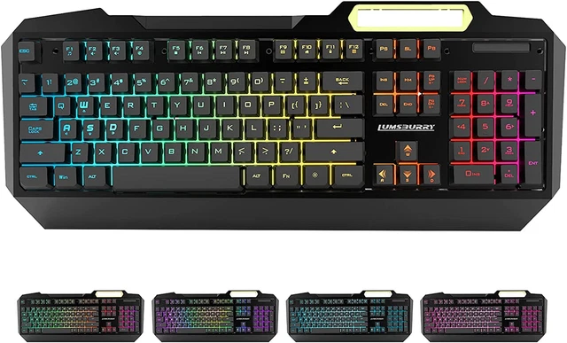 Teclado para juegos RGB, teclado retroiluminado LED diseño del Reino Unido, 19 llaves anti-ghosting USB para
