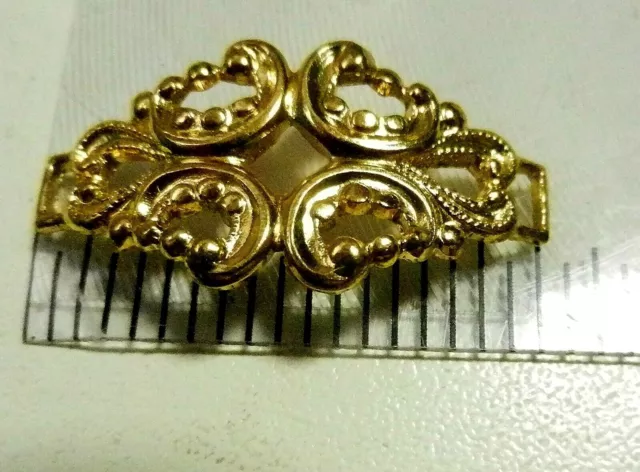 Set of 10 Embossed Stamped Open Work Arched LINKS Findings-New Vtg Shiny Brass