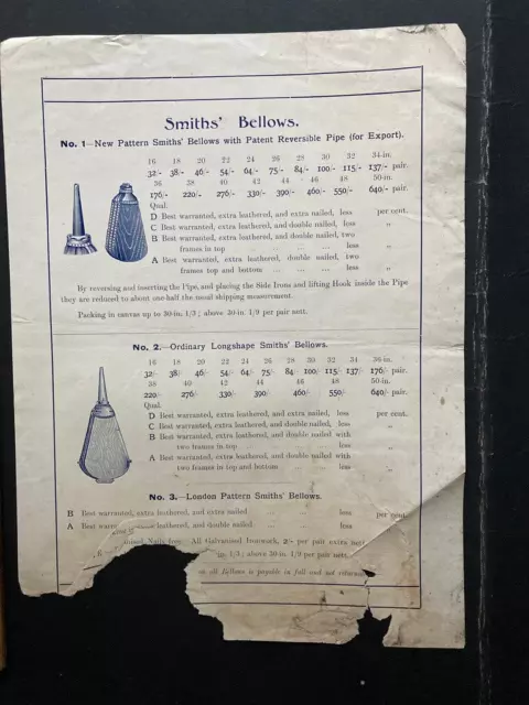 Smiths Bellows New Pattern &nLongshape illustrated advertising sheet