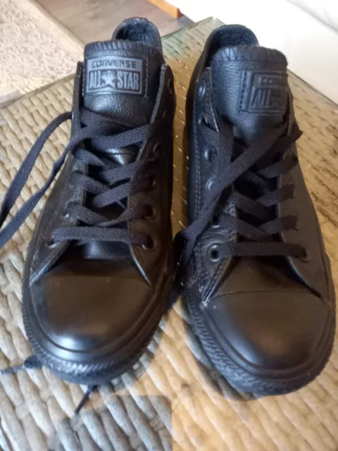 Converse All Star Mono Black Leather Unisex Trainers Uk 7 Eu 40 Rrp £70