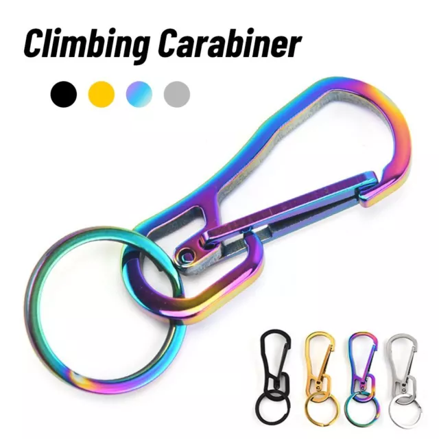 Stainless Steel Keychain Holder Climbing Carabiner Camping Clip Key Ring Hook