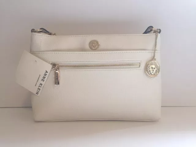 New With Tags Anne Klein Style Vanity Ii  Gold Crossbody Faux Leather White  Bag