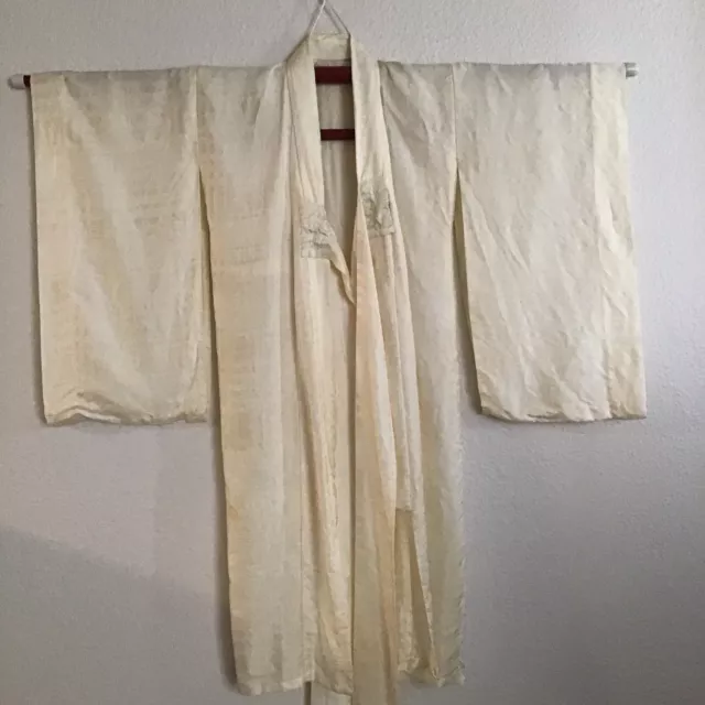 Beige Cream Silk Nagajuban with Ties for Japanese Kimono - Youth Girls Size
