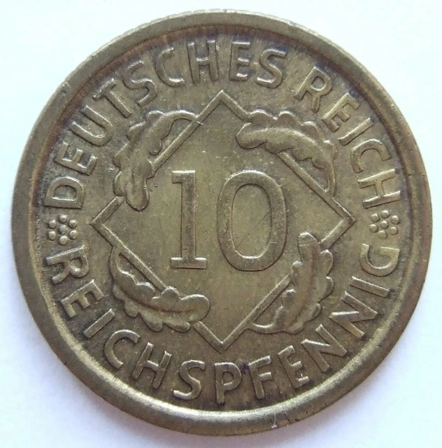 Coin German Reich Weimar Republic 10 Reichspfennig 1936 D IN