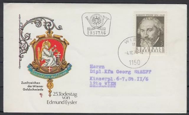 Österreich Austria 1974 FDC Mi.1465 Todestag Eysler Komponist Composer [af677]