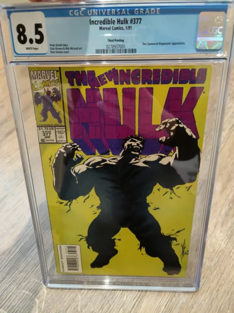 Unglaublicher Hulk 377 Cgc 8,5 Vf + Dritter Druck Weisse Seiten Schlüssel