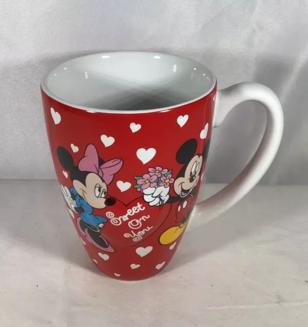 Disney Store Exclusive Mickey Minnie Mouse Sweet on You Red Hearts Coffee Mug