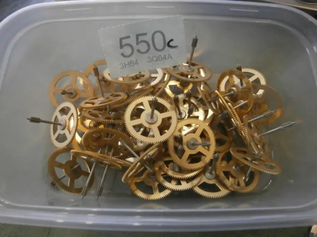 Clock PINIONS WHEELS Job lot as seen in picture to clear spares 550C mantle wall