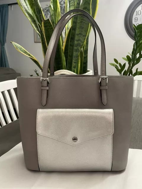 Michael Kors Pearl Grey Leather bag - Depop