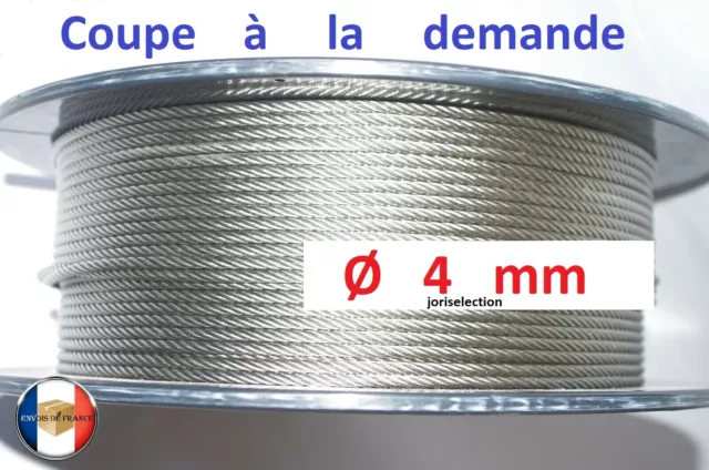 Cable 4mm inox 316 Souple 7x19 VENDU AU METRE inox 316 - A4