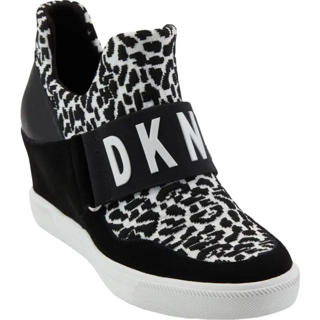 DKNY Womens Cosmos B/W Suede Wedge Sneaker Shoes 9 Medium (B,M) BHFO 3698