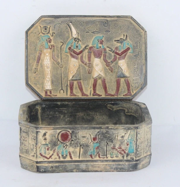 RARO ANTIGUO EGIPCIO ANTIGUO ISIS Anubis Horus King Tut Box (Historia de Egipto)