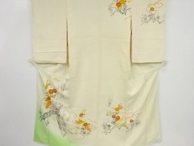 41803# Japanese Kimono / Antique Kimono / Embroidery / Flowers