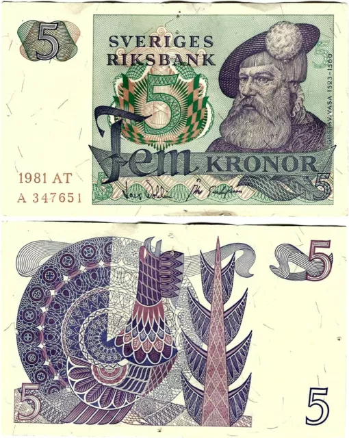 Schweden Banknote 10 Kronor 1981 Sveriges Riksbank P-51d(4) SEHR SELTEN