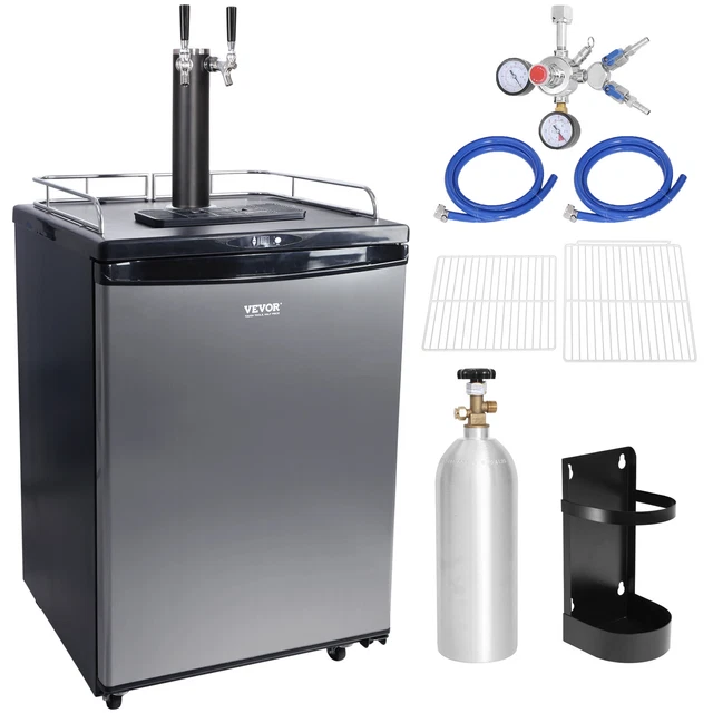 VEVOR Beer Kegerator Draft Beer Dispenser Full Size Keg Refrigerator Dual Tap