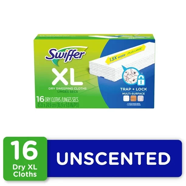 Swiffer Sweeper XL Dry Pad Refills Unscented 16 Ct New