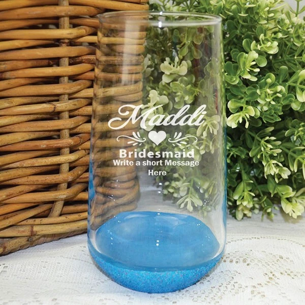 Bridesmaid Engraved Personalised Glass Tumbler |Gift Bridal Party Wedding