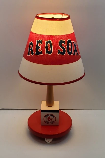 Vintage Guidecraft Boston Red Sox Baseball Lamp 17 Inches Tall with shade Rare