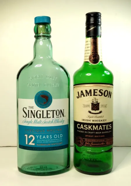 The Singleton &Jameson Caskmates Empty Whiskey Bottles  With Caps